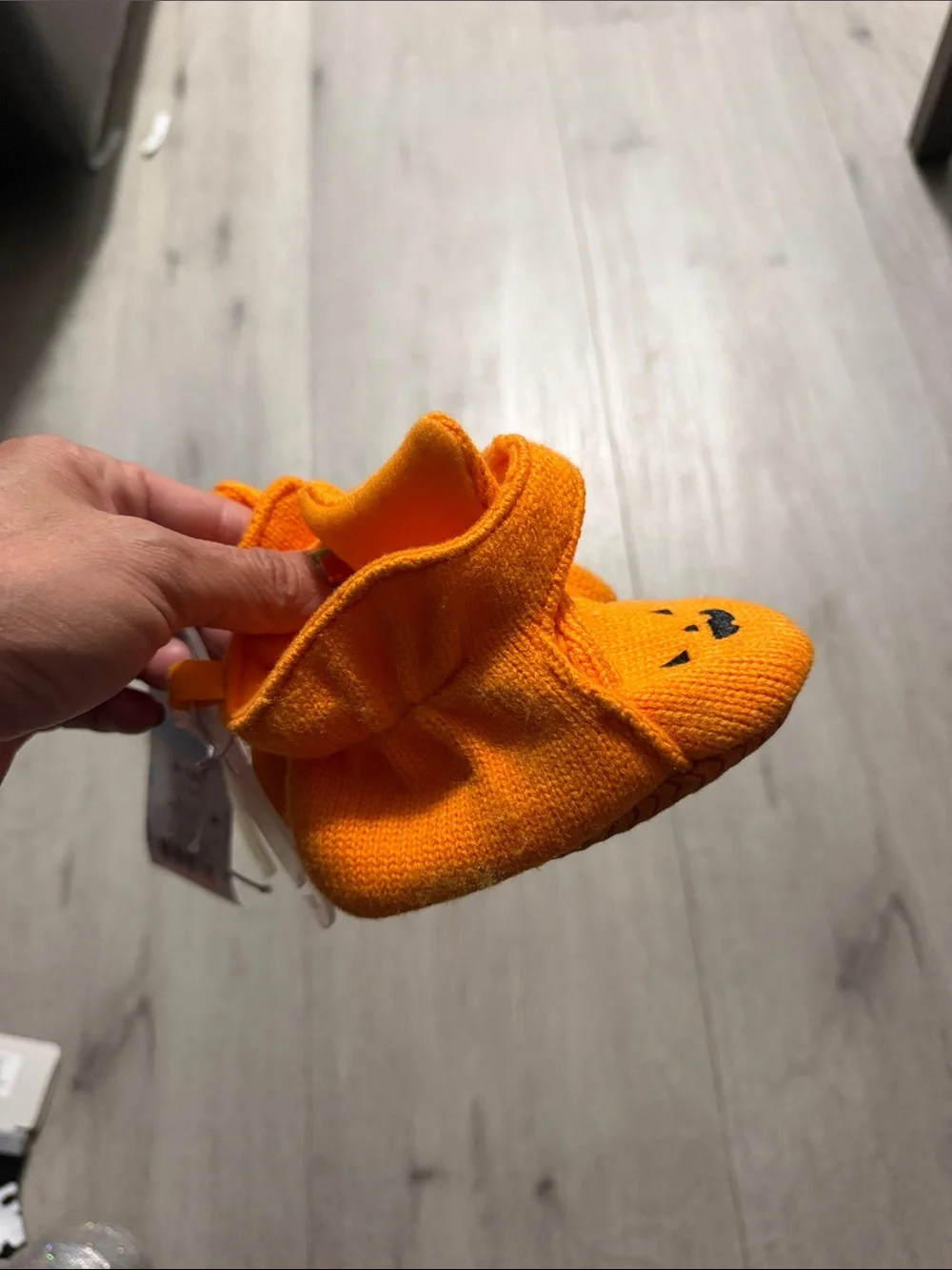 Orange Pumpkin Knit Baby Booties